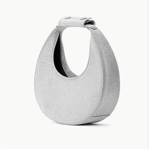 STAUD Silver Glitter Crescent Shoulder Bag